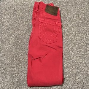 Red true religion skinny jeans